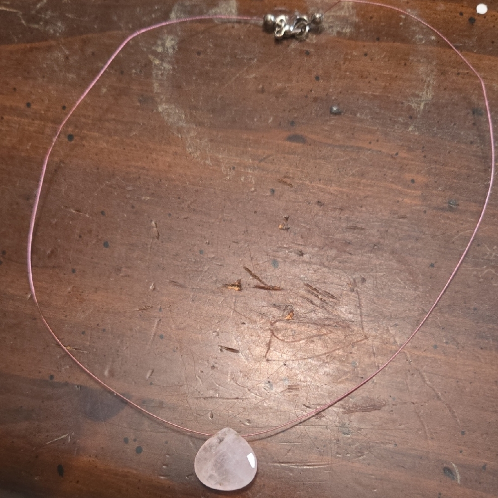 Vintage Dainty Rose Quartz Teardrop Pendant Necklace💫